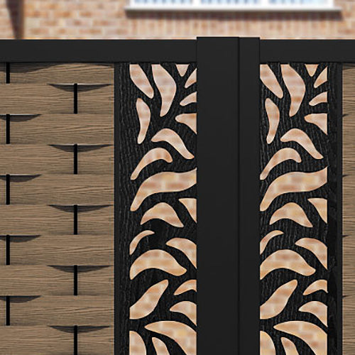 Ripple Plume Straight Top Driveway Gate - Teak - Middle Screen
