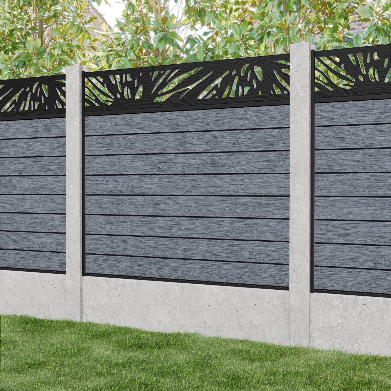 Fusion Poppy Fence Panel - Anthracite - for existing concrete posts