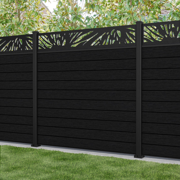 Fusion Poppy Fence Panel - Black - with our aluminium posts