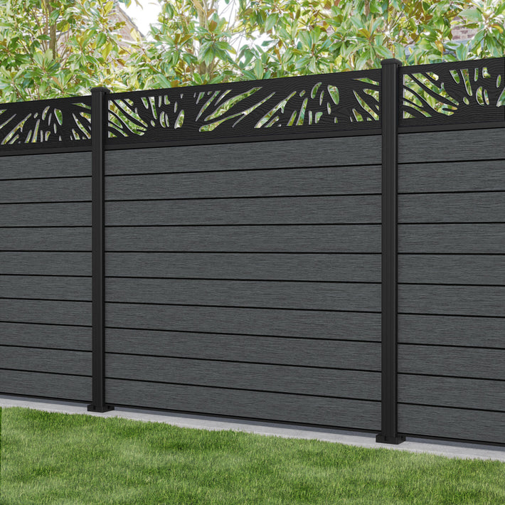Fusion Poppy Fence Panel - Dark Grey - with our aluminium posts