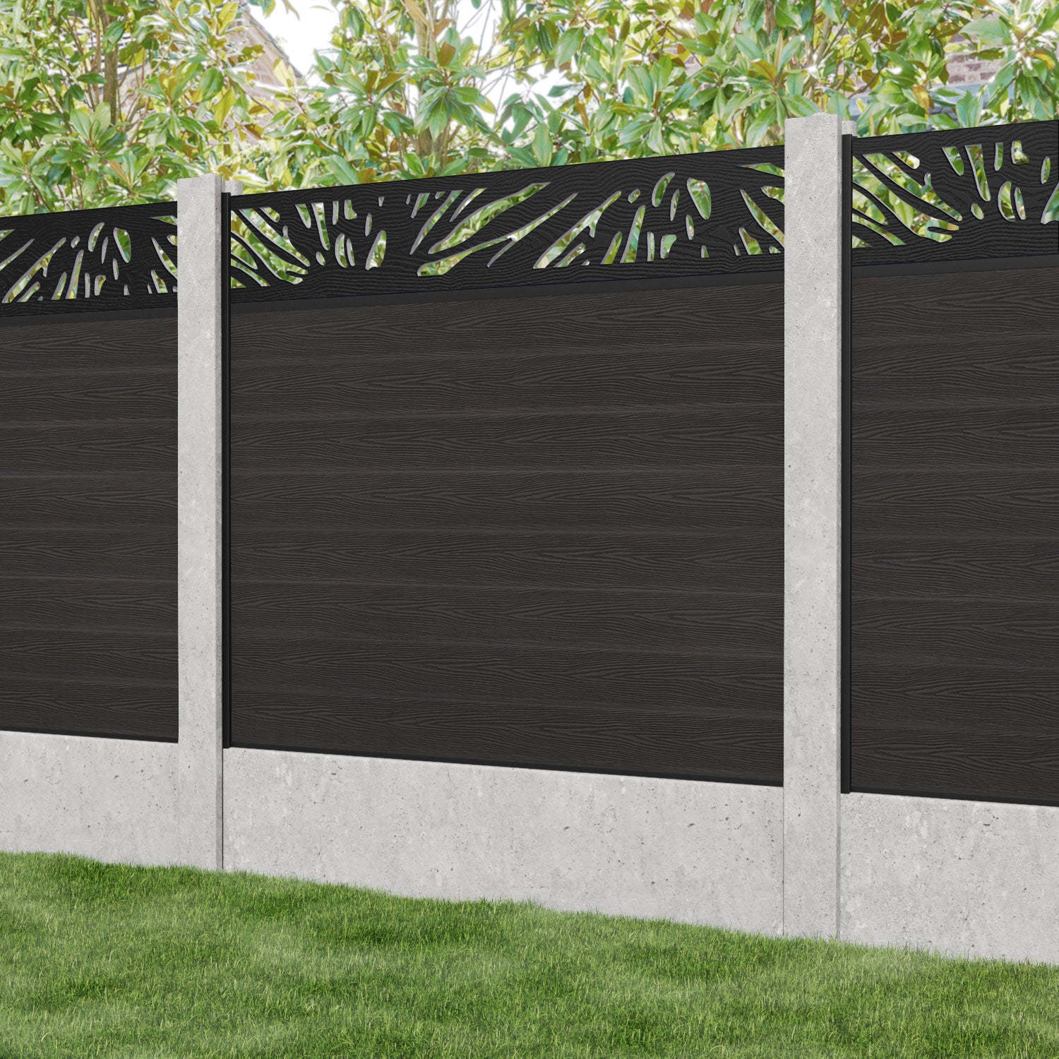 Classic Poppy Fence Panel - Dark Oak - for existing concrete posts