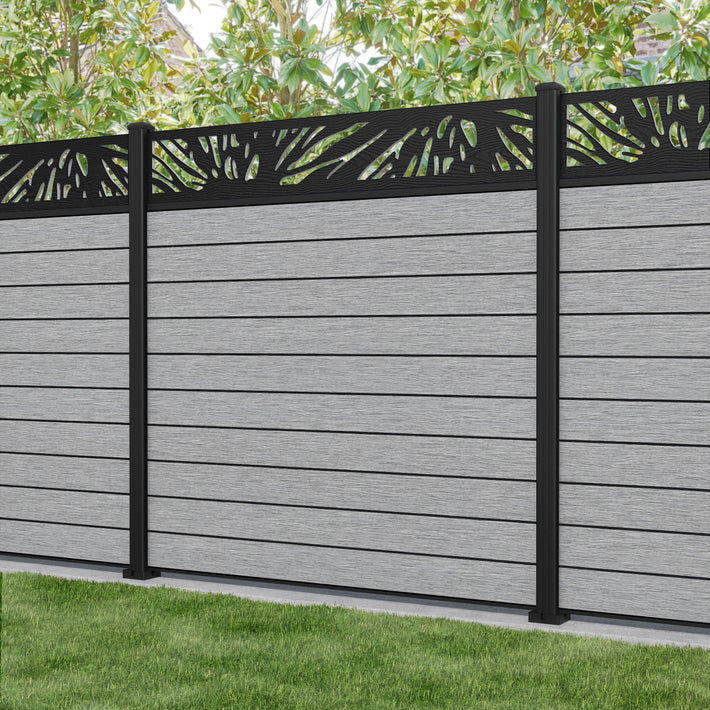 Fusion Poppy Fence Panel - Light Grey - with our aluminium posts