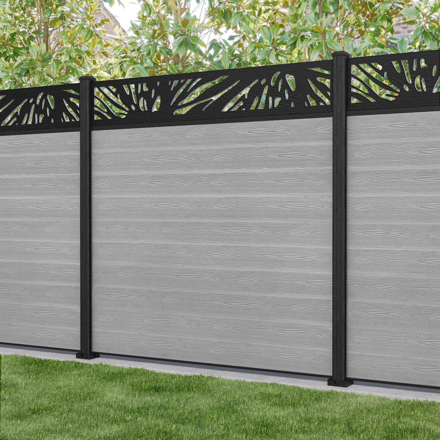 Classic Poppy Fence Panel - Light Grey - with our composite posts