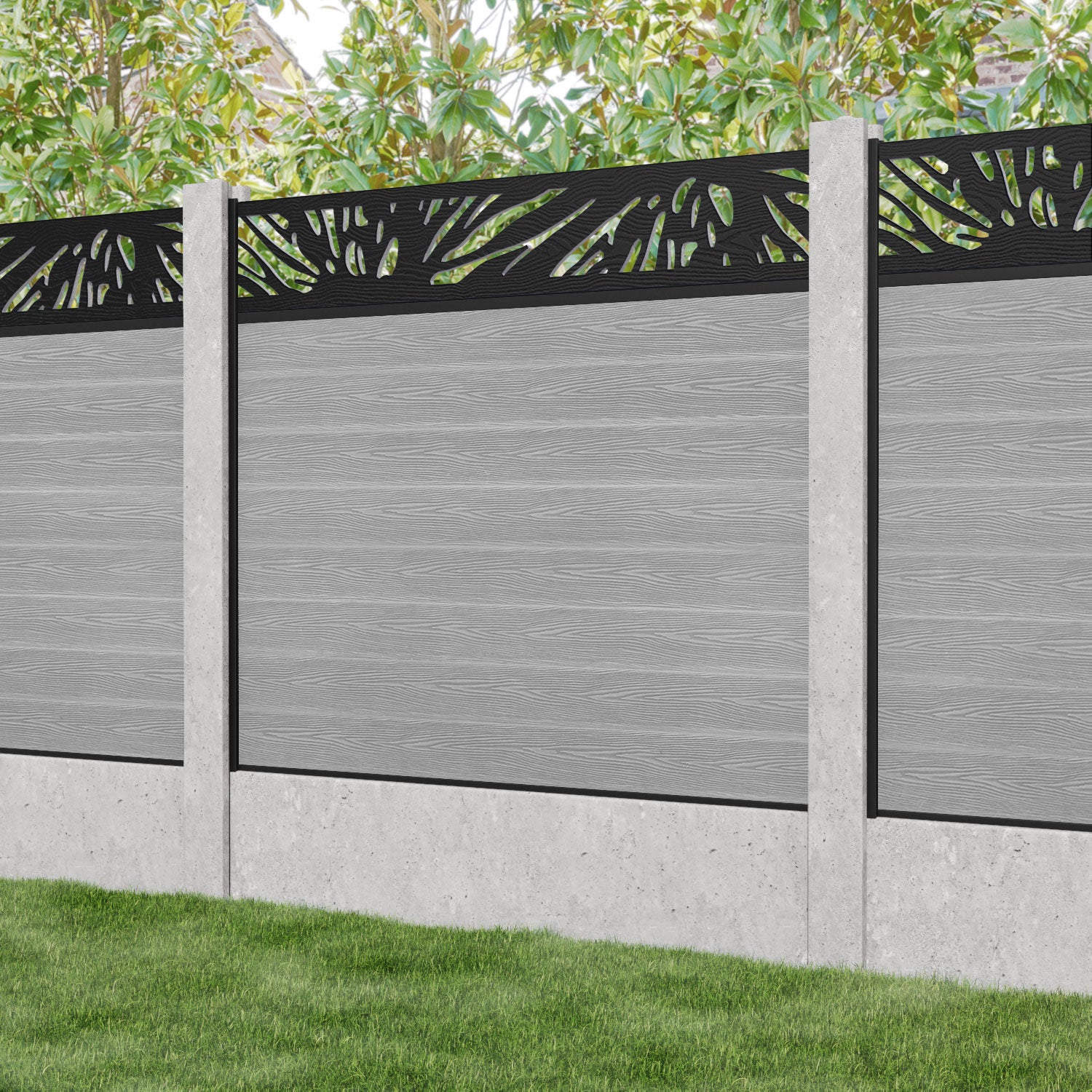 Classic Poppy Fence Panel - Light Grey - for existing concrete posts