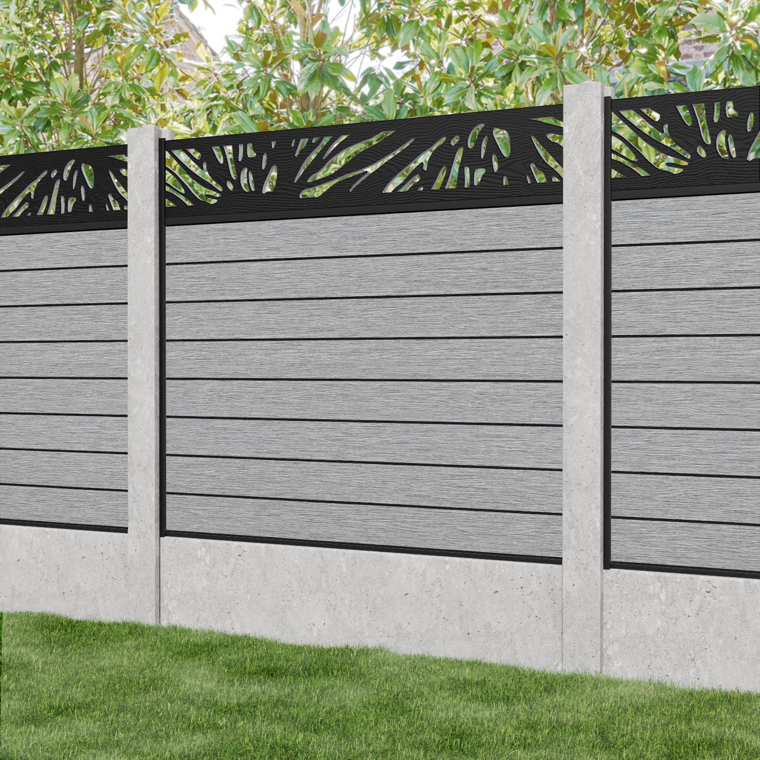Fusion Poppy Fence Panel - Light Grey - for existing concrete posts