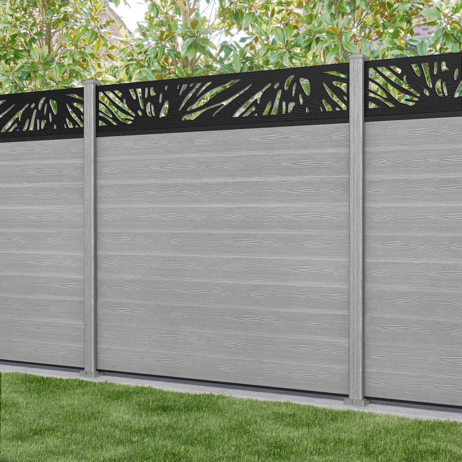 Classic Poppy Fence Panel - Light Grey - with our composite posts
