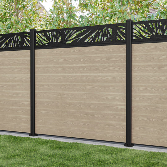 Classic Poppy Fence Panel - Light Oak - with our aluminium posts