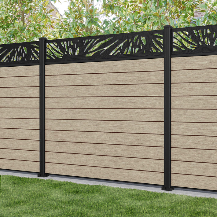 Fusion Poppy Fence Panel - Light Oak - with our aluminium posts