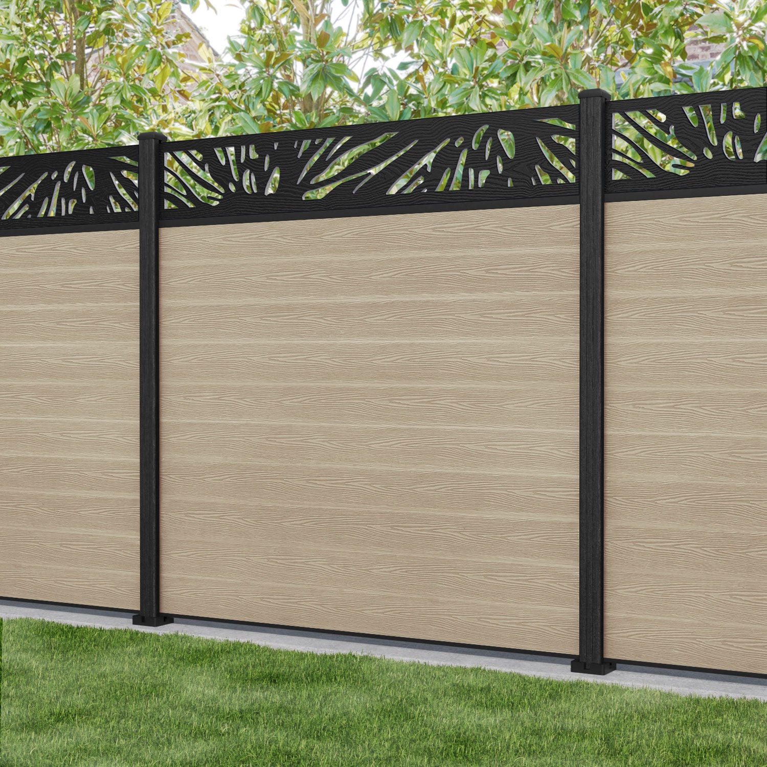 Classic Poppy Fence Panel - Light Oak - with our composite posts