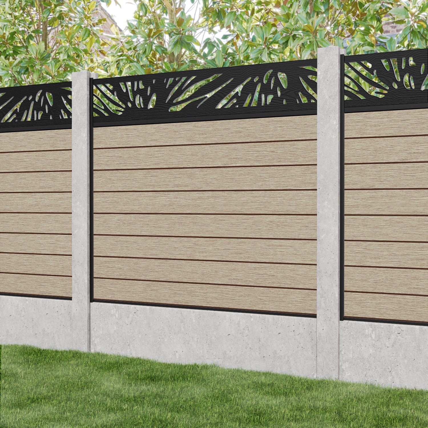 Fusion Poppy Fence Panel - Light Oak - for existing concrete posts