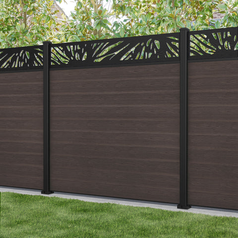 Classic Poppy Fence Panel - Mid Brown - with our aluminium posts