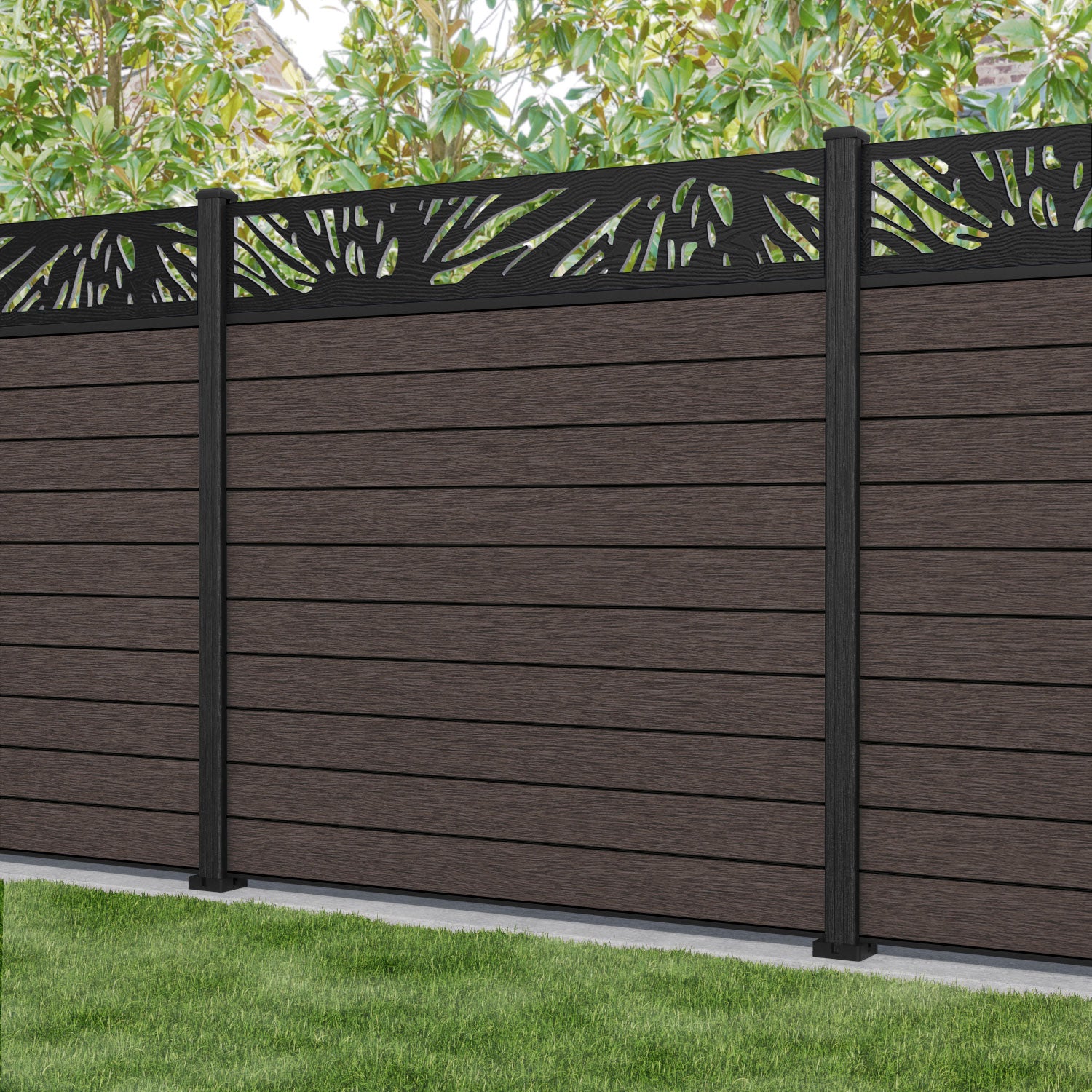 Fusion Poppy Fence Panel - Mid Brown - with our composite posts
