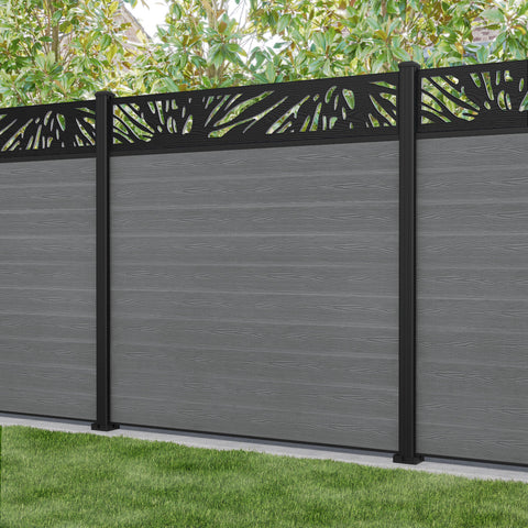 Classic Poppy Fence Panel - Mid Grey - with our aluminium posts