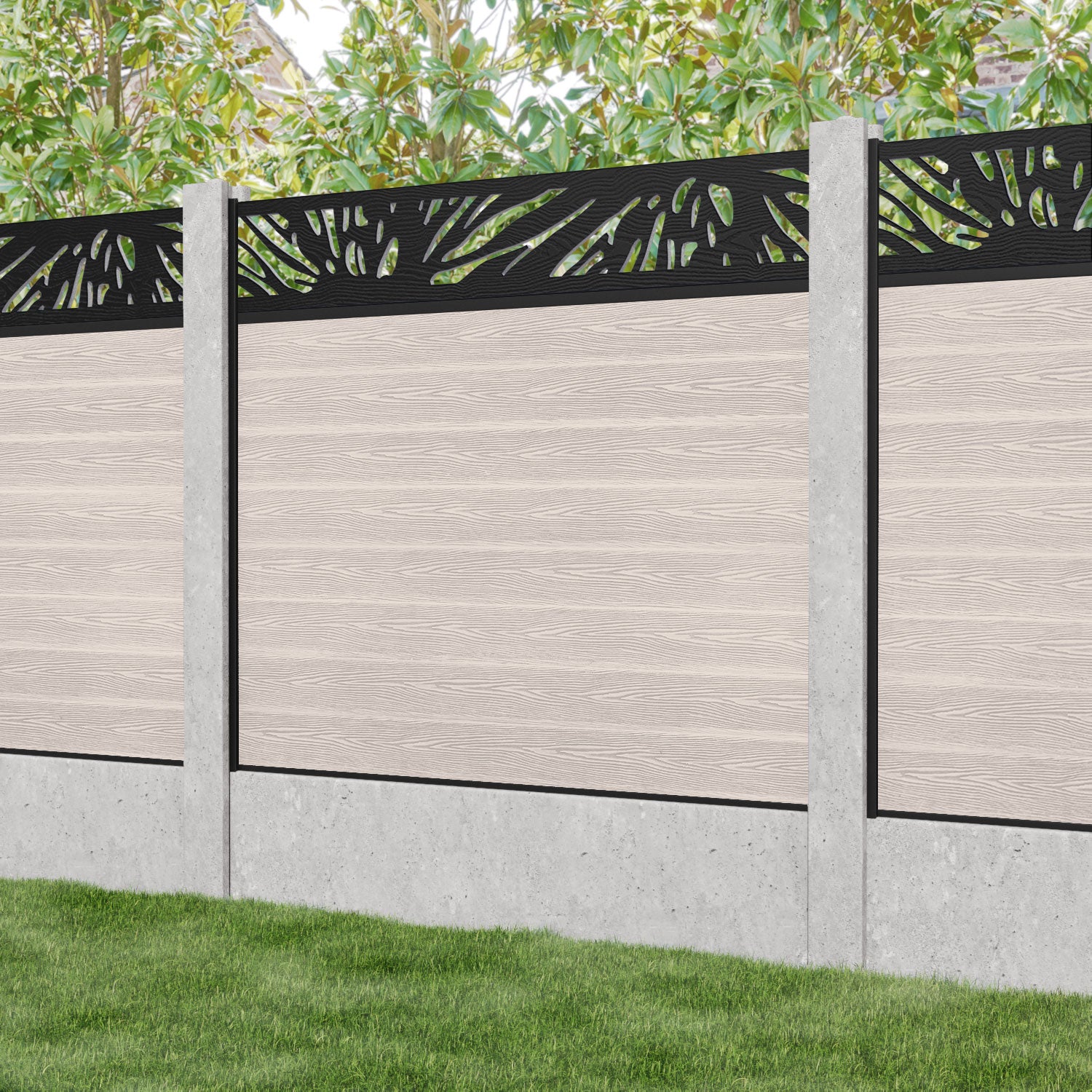 Classic Poppy Fence Panel - Mid Stone - for existing concrete posts