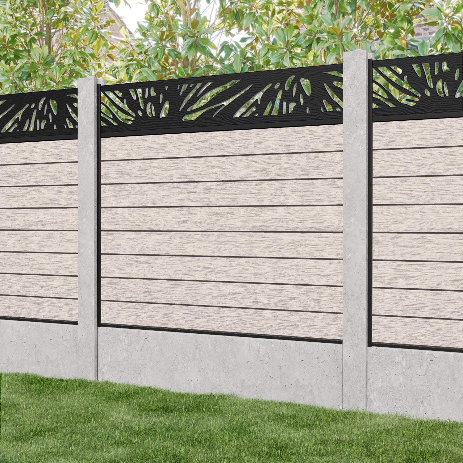 Fusion Poppy Fence Panel - Mid Stone - for existing concrete posts