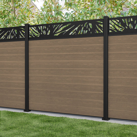 Classic Poppy Fence Panel - Teak - with our aluminium posts