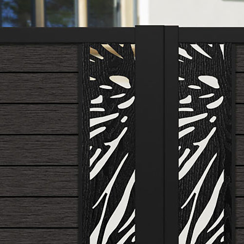 Fusion Prism Straight Top Driveway Gate - Dark Oak - Middle & End Screen