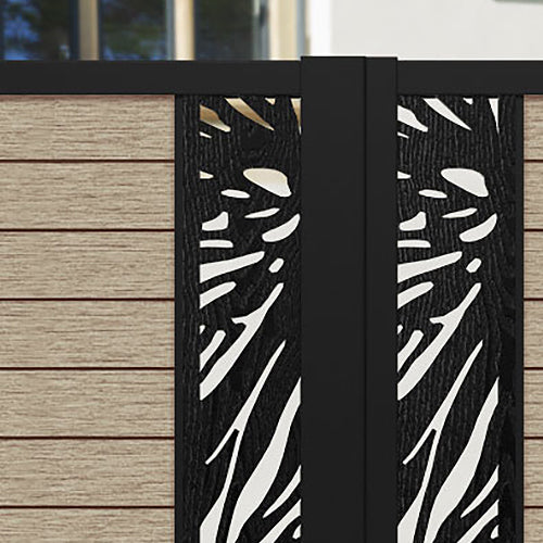 Fusion Poppy Straight Top Driveway Gate - Light Oak - Middle & End Screen