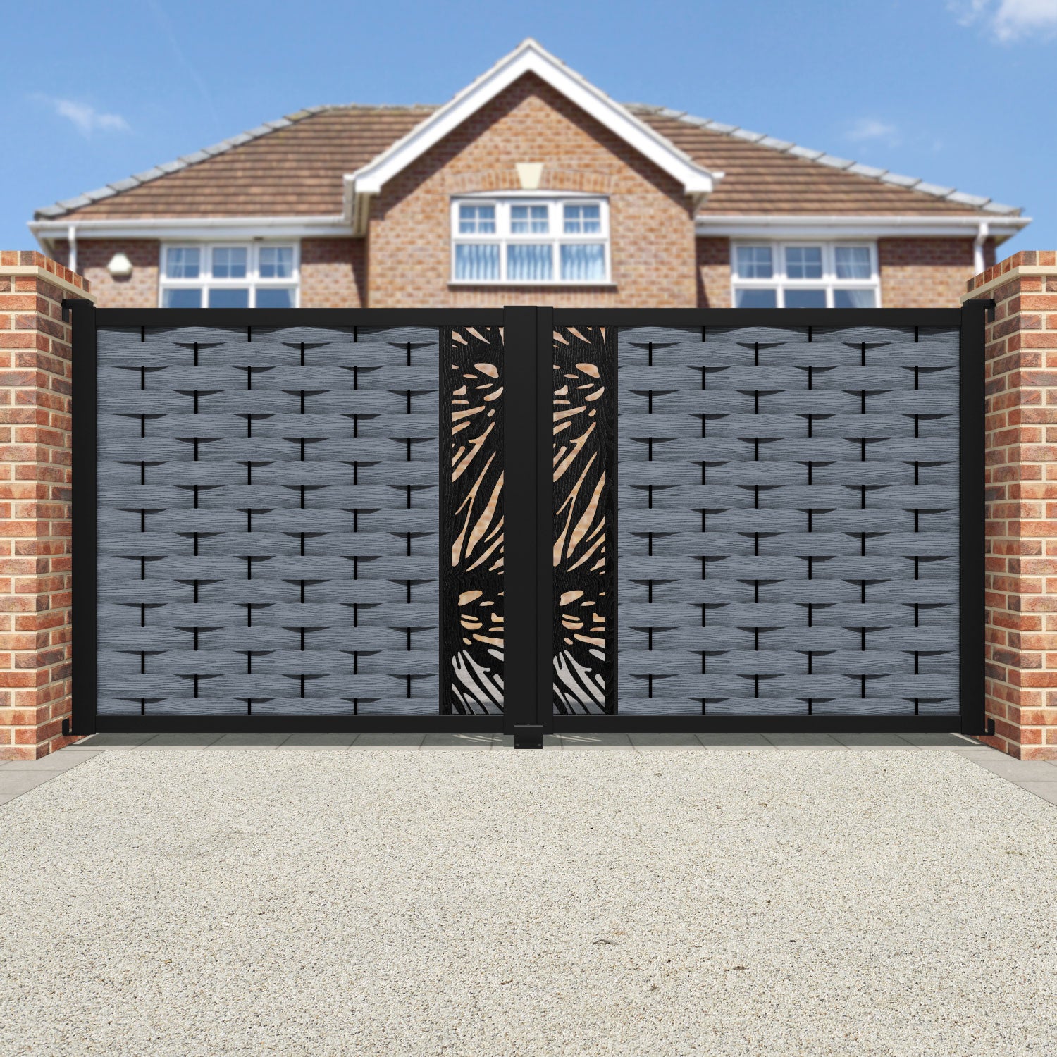 Ripple Poppy Straight Top Driveway Gate - Anthracite - Middle Screen