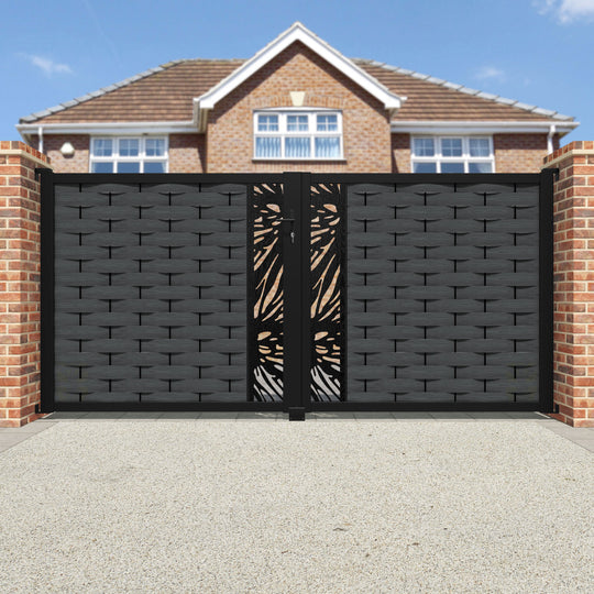Ripple Poppy Straight Top Driveway Gate - Dark Grey - Middle Screen