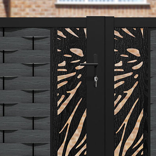 Ripple Poppy Straight Top Driveway Gate - Dark Grey - Middle & End Screen