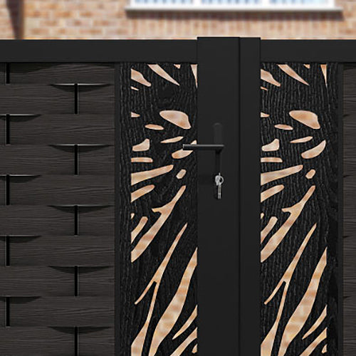 Ripple Poppy Straight Top Driveway Gate - Dark Oak - Middle Screen