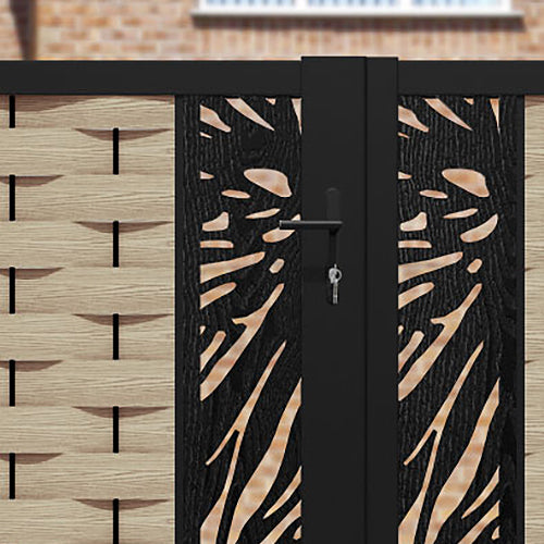 Ripple Poppy Straight Top Driveway Gate - Light Oak - Middle Screen
