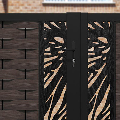 Ripple Poppy Straight Top Driveway Gate - Mid Brown - Middle & End Screen