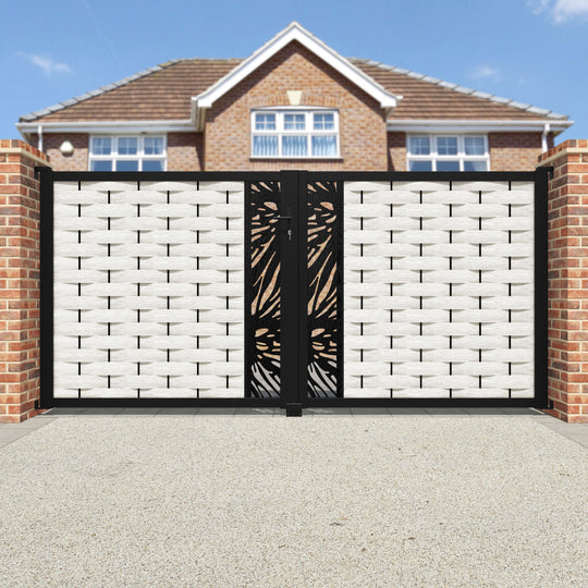 Ripple Poppy Straight Top Driveway Gate - Light Stone - Middle Screen