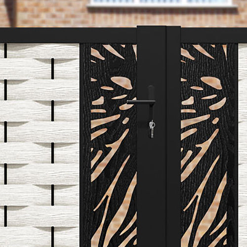 Ripple Poppy Straight Top Driveway Gate - Light Stone - Middle & End Screen