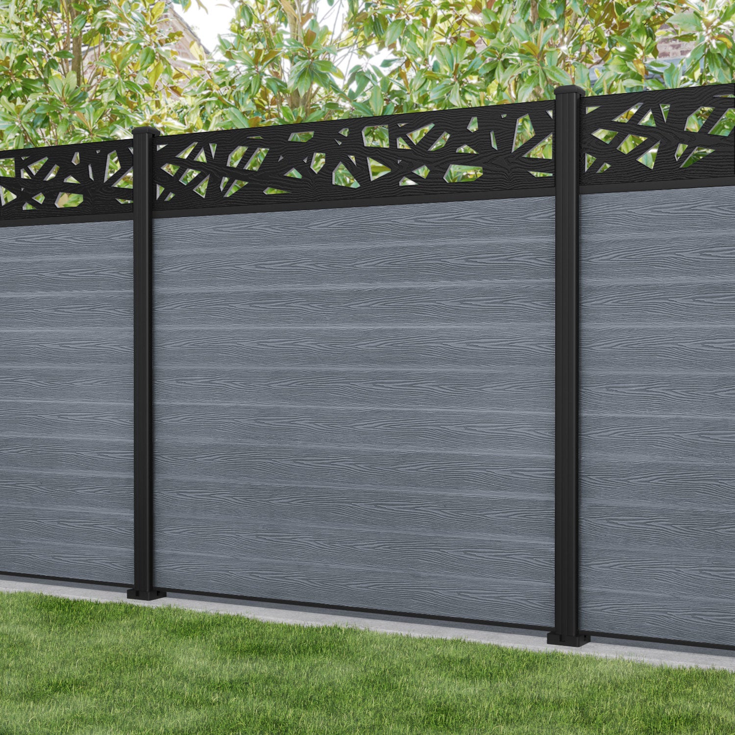Classic Prism Fence Panel - Anthracite - with our aluminium posts
