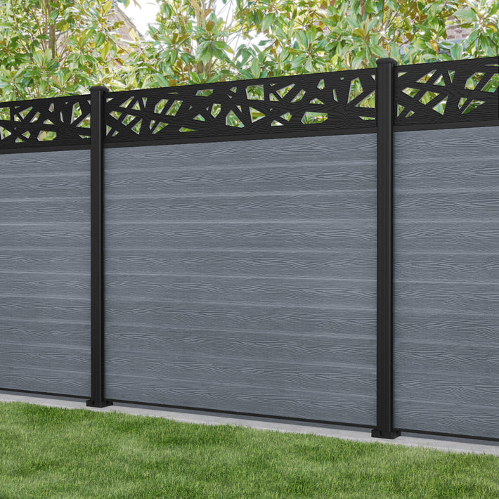 Classic Prism Fence Panel - Anthracite - with our aluminium posts