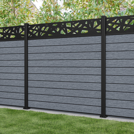Fusion Prism Fence Panel - Anthracite - with our aluminium posts