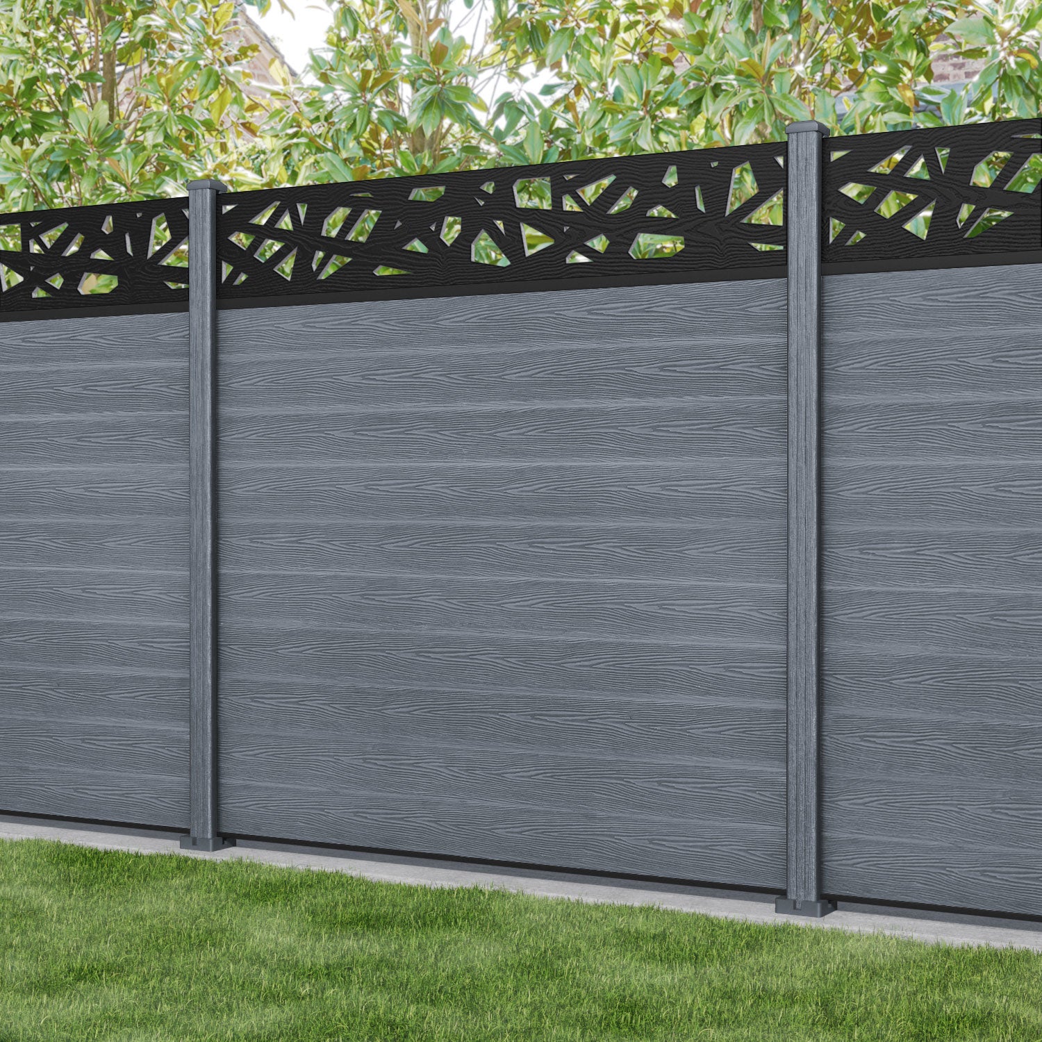 Classic Prism Fence Panel - Anthracite - with our composite posts