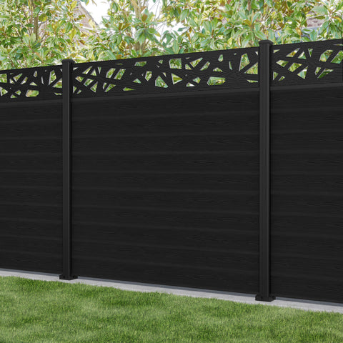Classic Prism Fence Panel - Black - with our aluminium posts