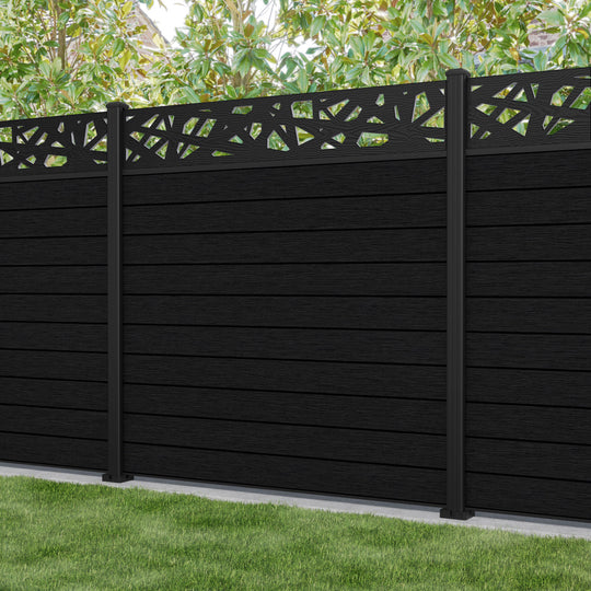 Fusion Prism Fence Panel - Black - with our aluminium posts