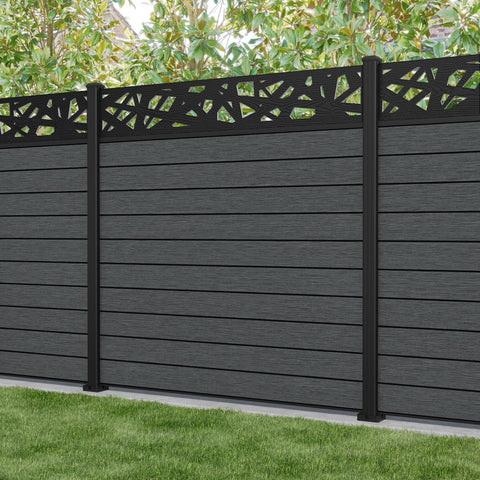 Fusion Prism Fence Panel - Dark Grey - with our aluminium posts