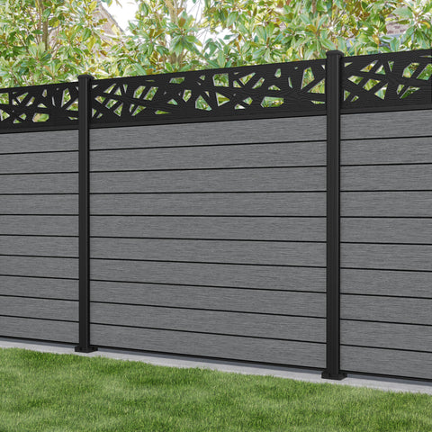 Fusion Prism Fence Panel - Mid Grey - with our aluminium posts