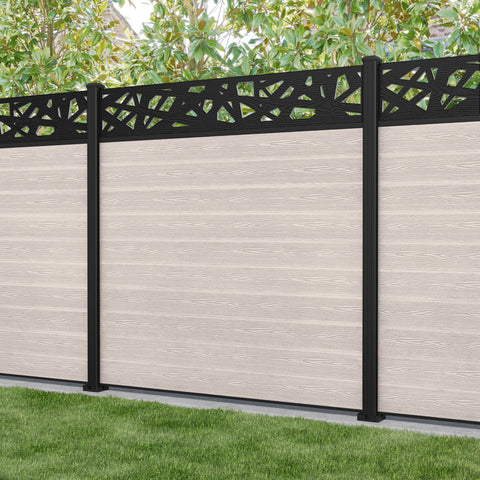 Classic Prism Fence Panel - Mid Stone - with our aluminium posts