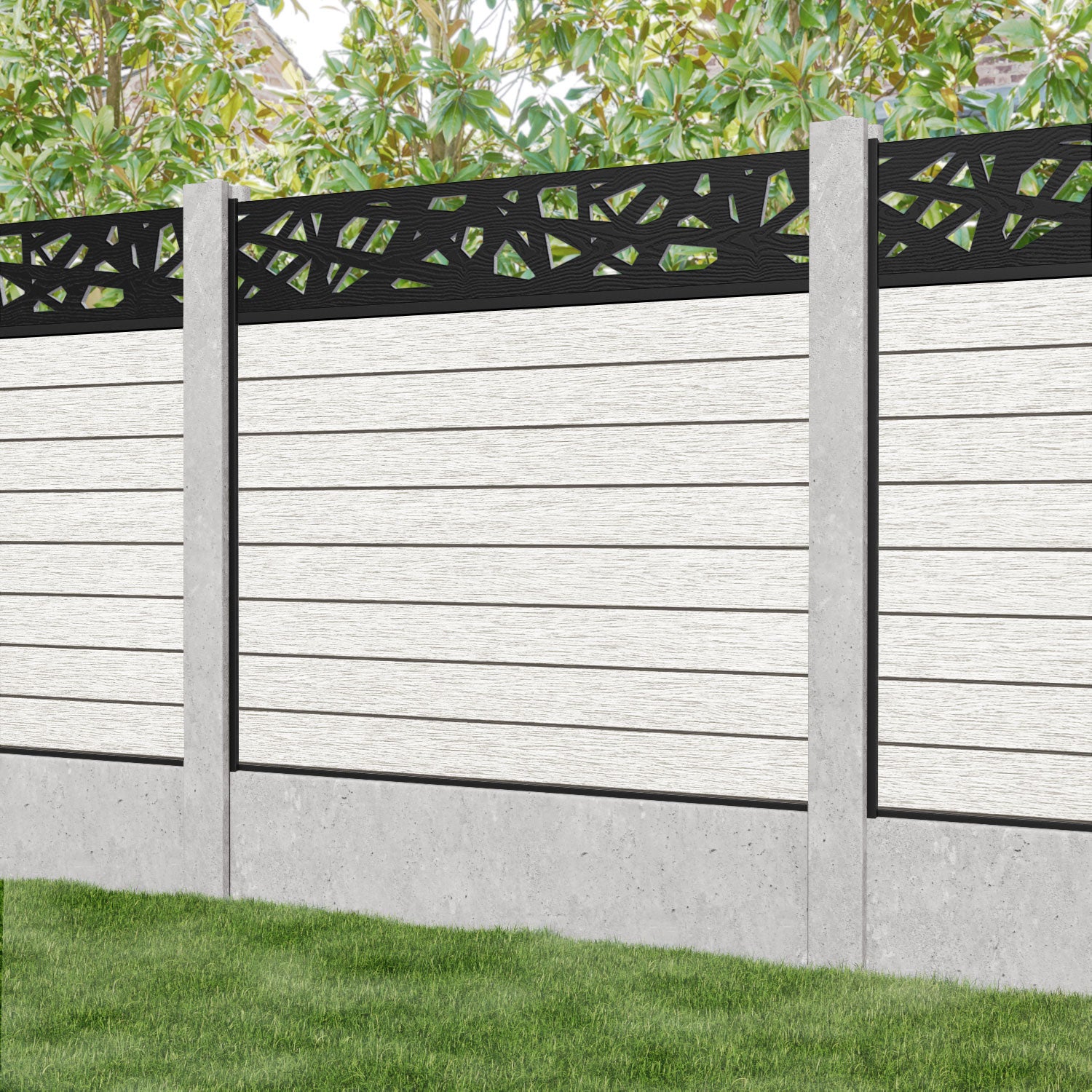 Fusion Prism Fence Panel - Light Stone - for existing concrete posts