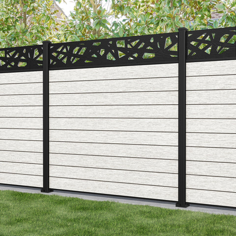 Fusion Prism Fence Panel - Light Stone - with our aluminium posts