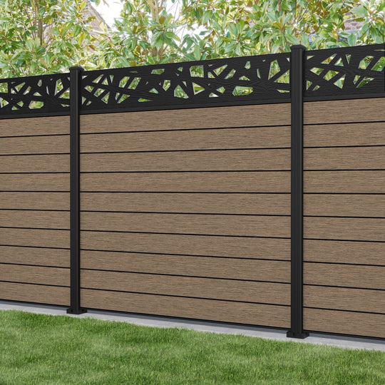 Fusion Prism Fence Panel - Teak - with our aluminium posts