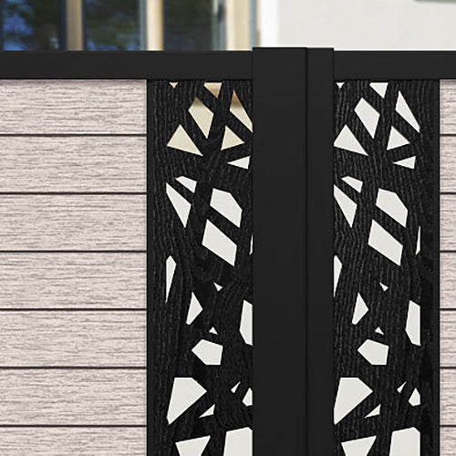 Fusion Prism Straight Top Driveway Gate - Mid Stone - Middle & End Screen