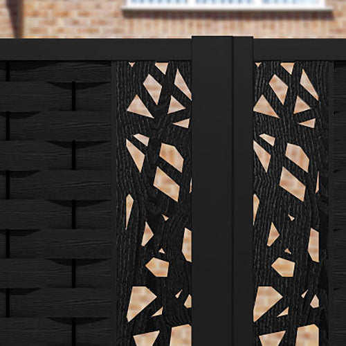 Ripple Prism Straight Top Driveway Gate - Black - Middle & End Screen