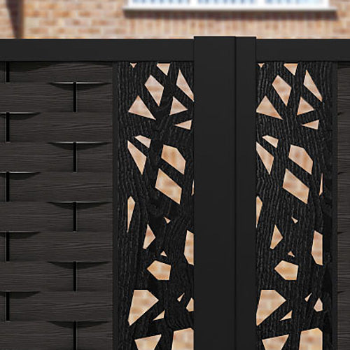 Ripple Prism Straight Top Driveway Gate - Dark Oak - Middle Screen