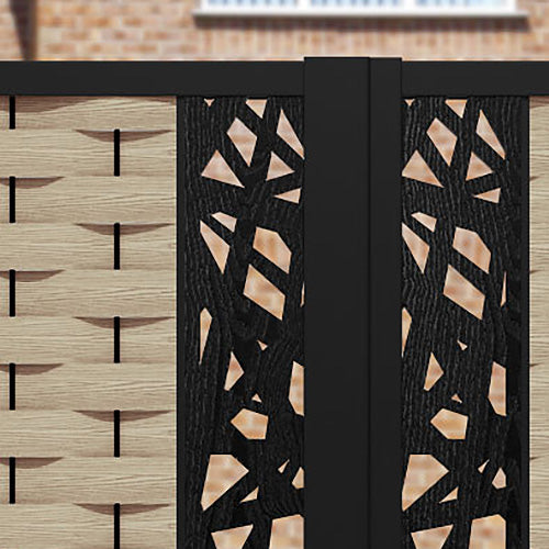 Ripple Prism Straight Top Driveway Gate - Light Oak - Middle & End Screen