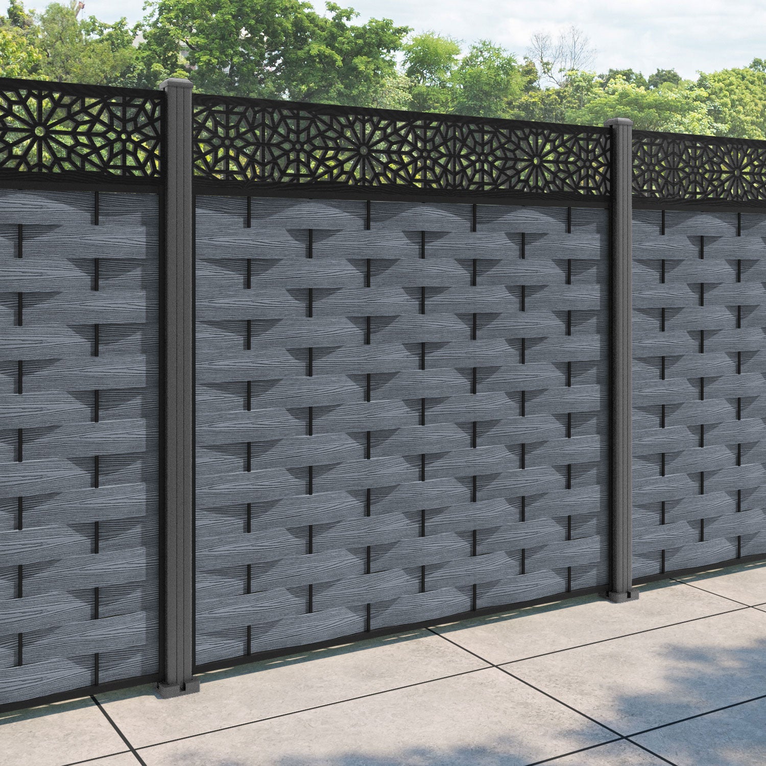 Ripple Alnara Fence Panel - Anthracite - with our aluminium posts