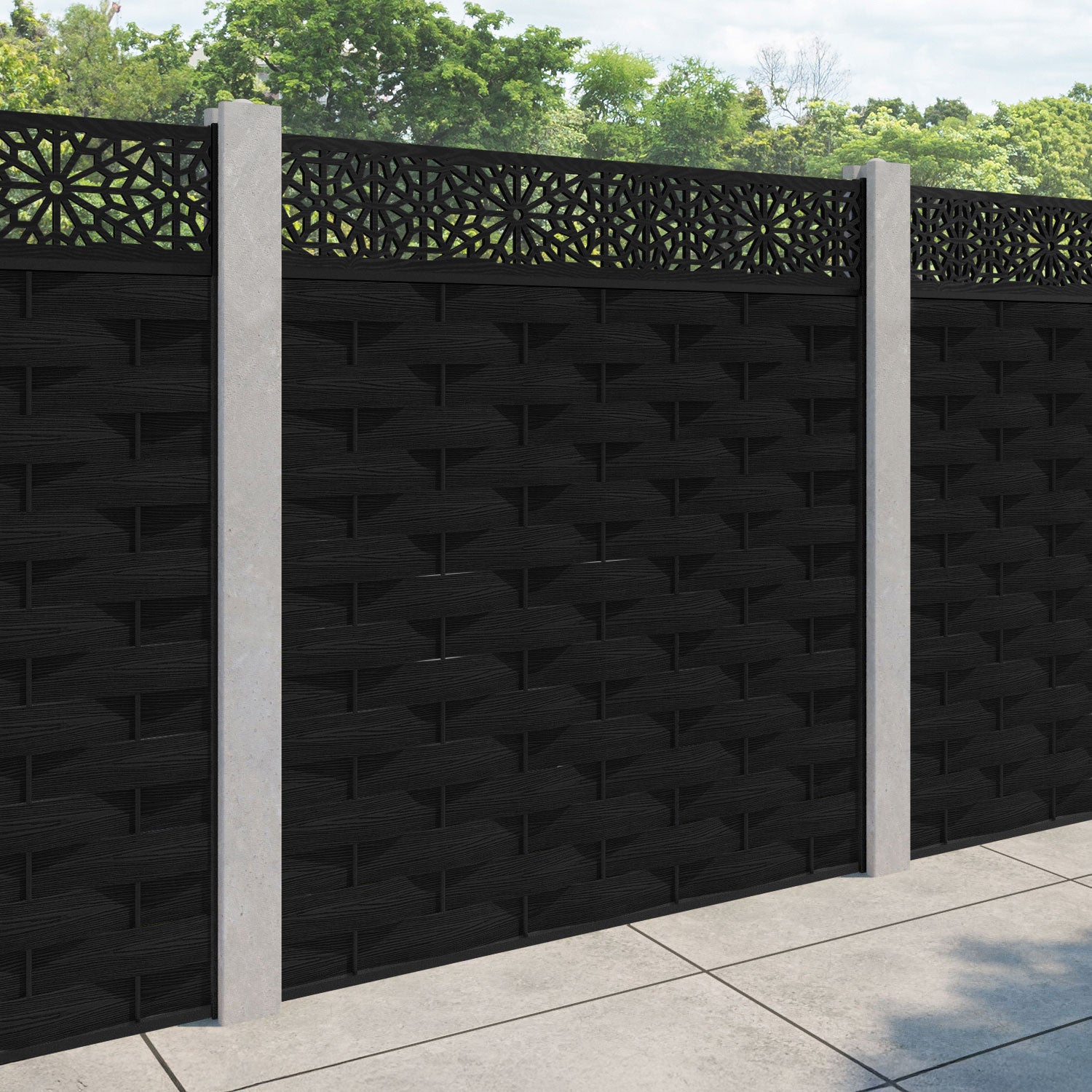 Ripple Alnara Fence Panel - Black - for existing concrete posts