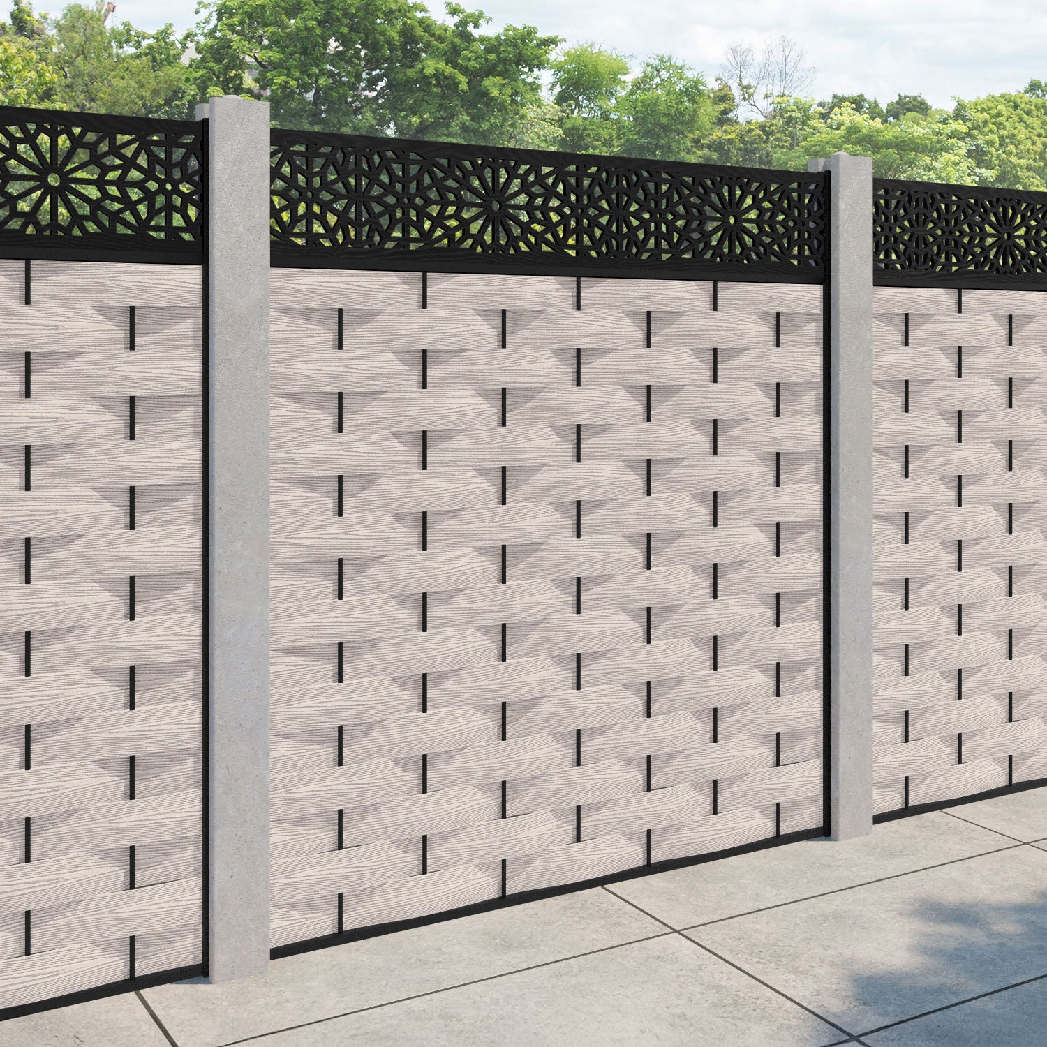 Ripple Alnara Fence Panel - Mid Stone - for existing concrete posts