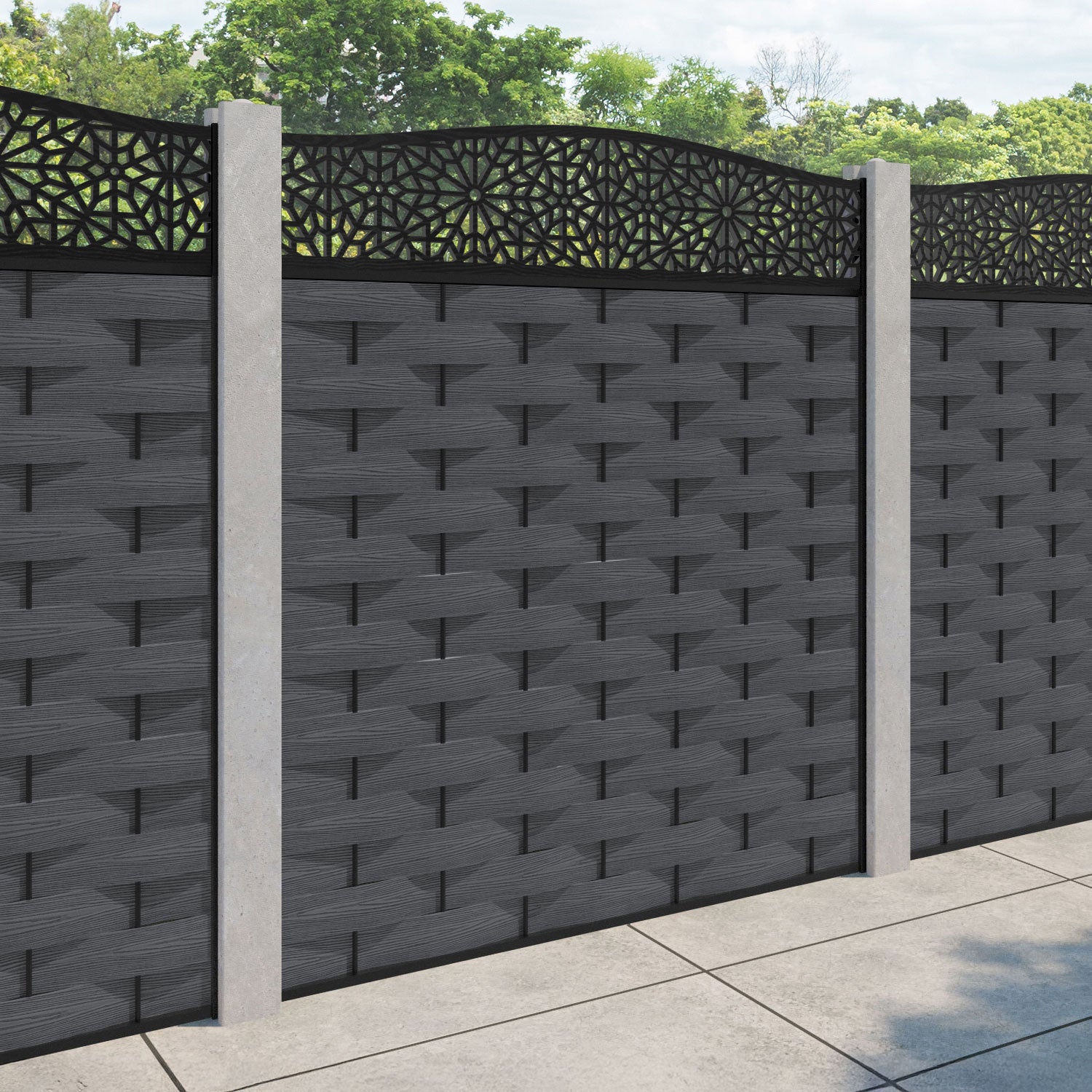 Ripple Alnara Curved Top Fence Panel - Dark Grey - for existing concrete posts